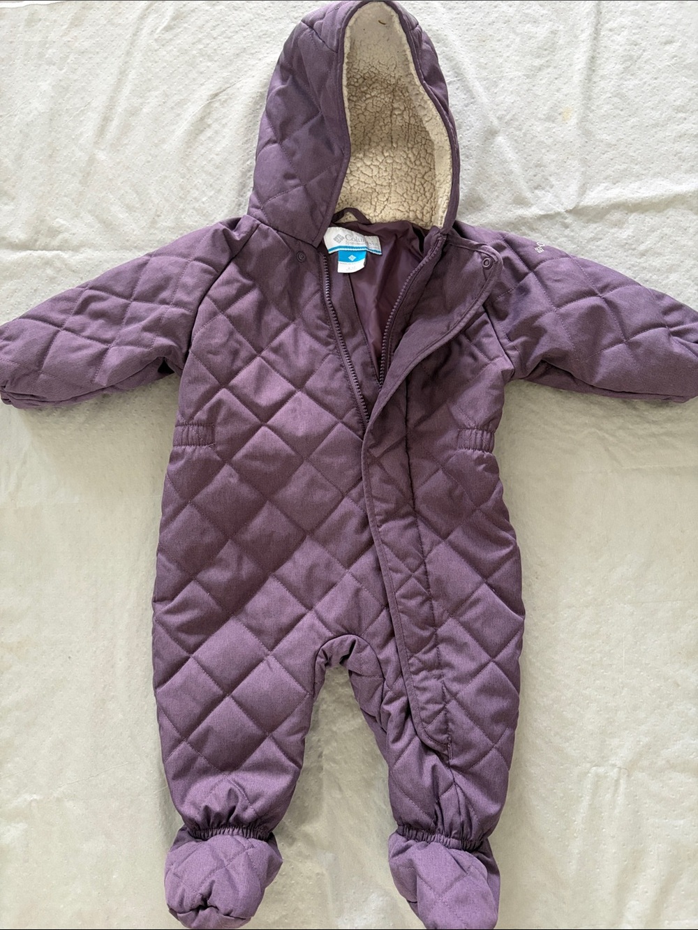 Columbia Purple Quilted Hooded Footed One-Piece